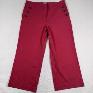 LOFT High Rise Slim Wide Leg Crop Pants Women's 14 Stretch Pink Boho New‎ Flaws